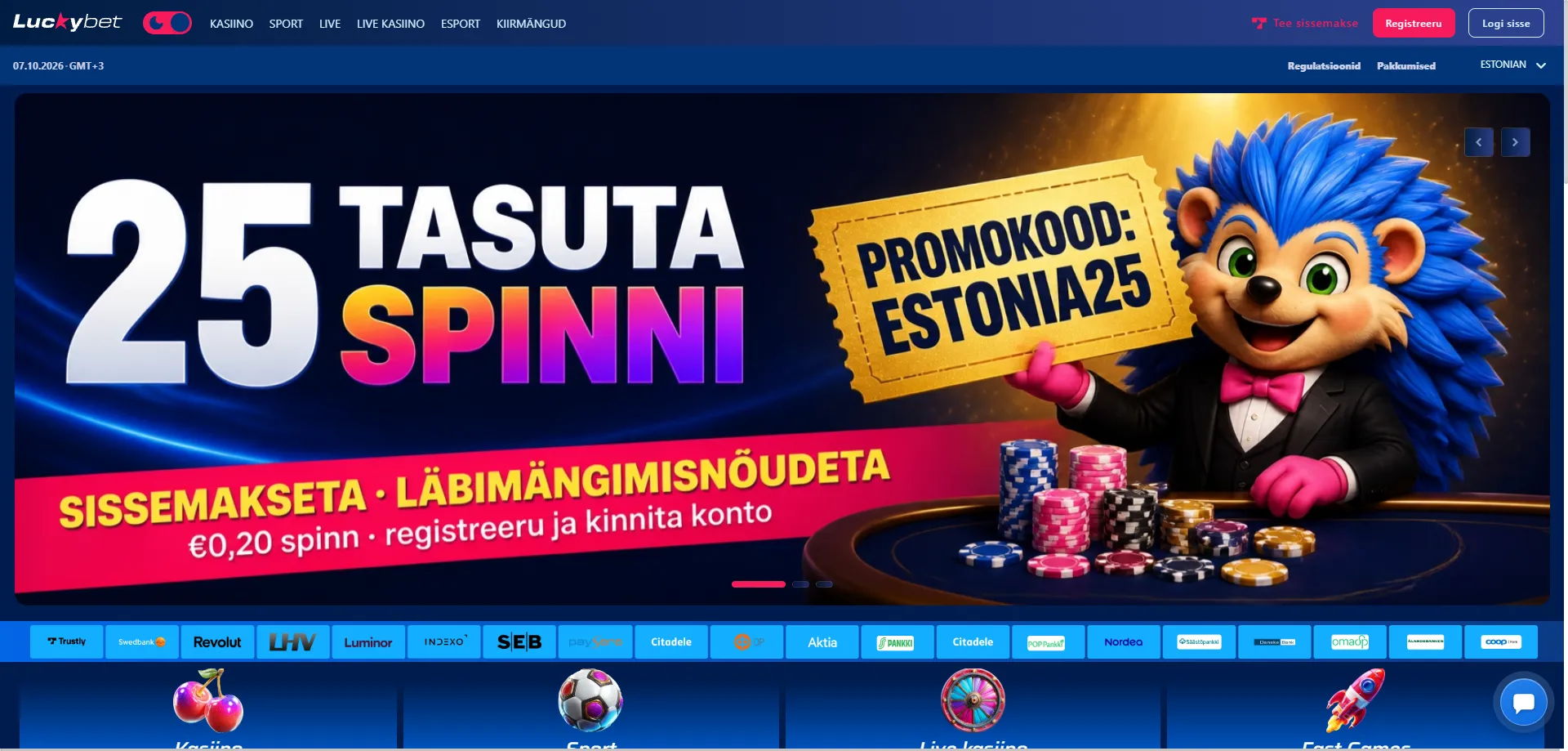 Luckybet casino tervitusboonus ja kampaaniapakkumised Eestis