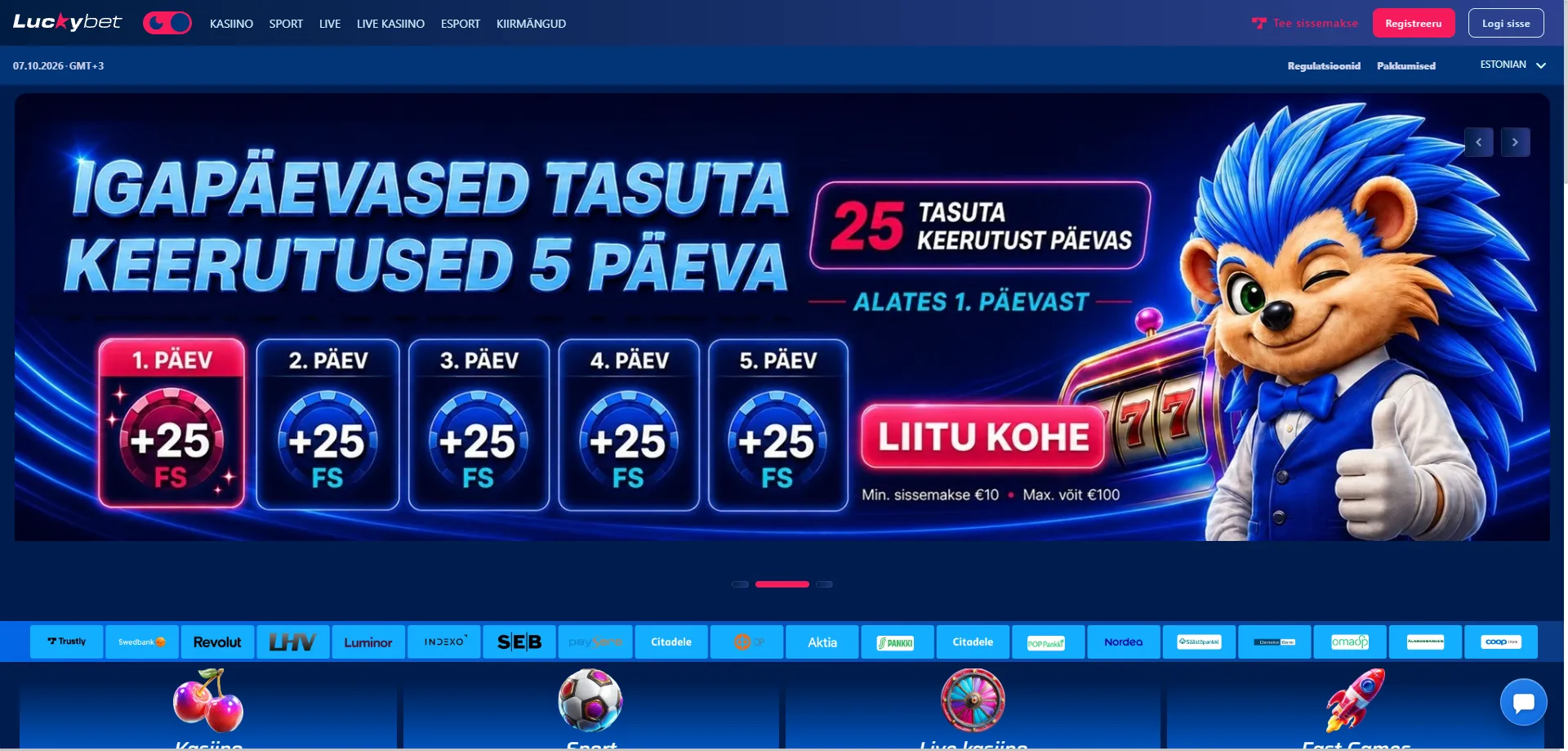 Luckybet casino mobiilirakendus ja mobiiliversioon iOS ja Android