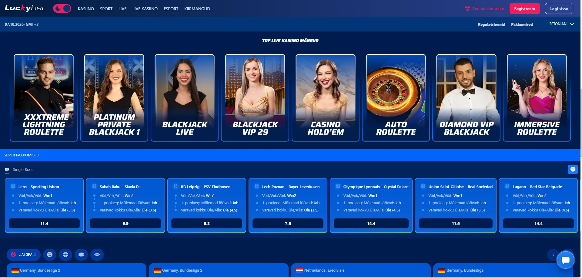 Luckybet live-kasiino HD diilerlauad reaalajas